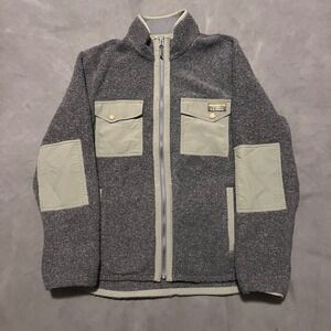 LL Bean Mens Northwoods Wool Fleece Sweater Jacket Full Zip Gray Size Medium